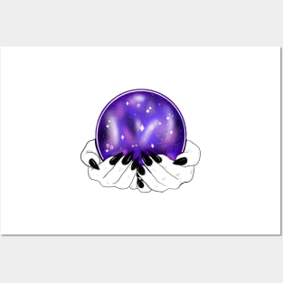 Galaxy Crystal Ball with Hands Posters and Art